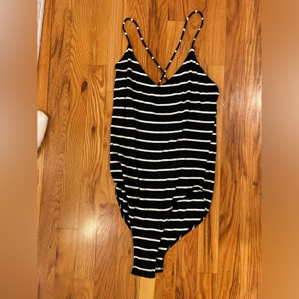 Striped body suit